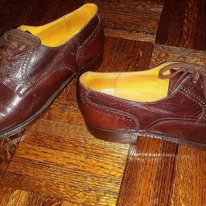 Pakerson Brogue Detail Cap Toe Mens Brown Leather Oxford Italian Dress Shoe
